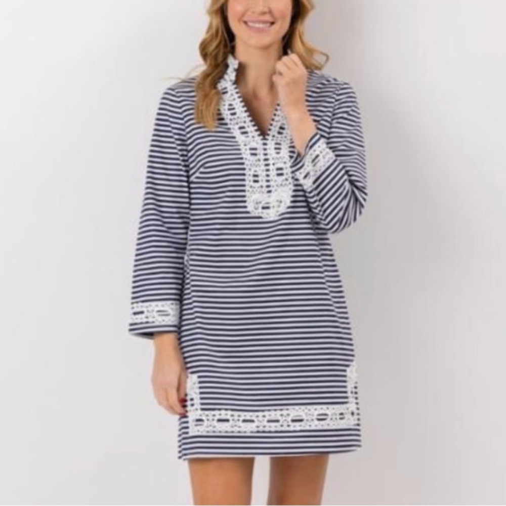 Sail to Sable Navy and White Striped Dress